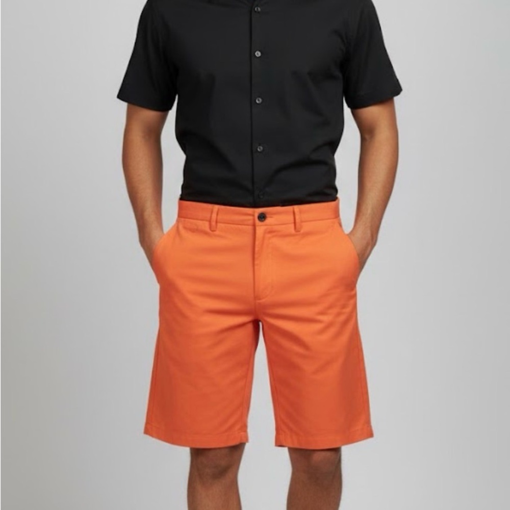 Calvin Klein Men's Vibrant Orange Flat Front Shorts (SH) 7